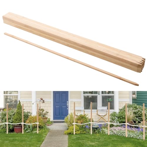 VEVOR Wooden Garden Stakes, 25 Pcs 48x0.5x0.69 in Survey Grading Stakes, Garden Ground Stake with Sharp Point, Fir Wood Plant Support Stake, Sign Posts for Silt Fence Backyard Boundaries Baselines - style: 0.69 x 0.5 x 48in+25pcs