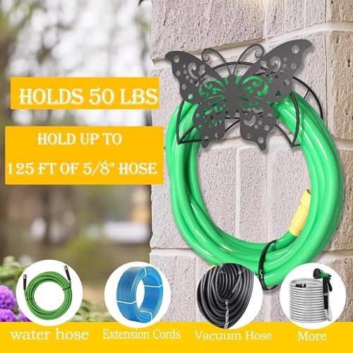 Butterfly Garden Hose Holder Wall Mount Heavy Duty Hose Hanger 125'5/8" - color: Butterfly Sculpture
