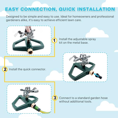 2 Pack Metal Impact Sprinklers for Yard Lawn Sprinkler 360 Coverage - color: Green