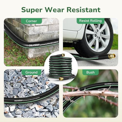 GreatBuddy 100 ft Garden Hose, Flexible Rubber Water Hose 5/8" - size: 100ft