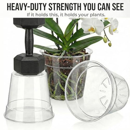 8/10 Inch Large Clear Nursery Pots with Drainage, 6 Pack - size: 10/8inch