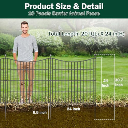 No Dig Dog Fence Outdoor for Yard, 24 in(H) X 20 ft(L) - size: 24 in(H) X 20 ft(L)