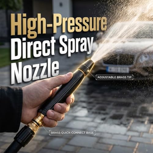 High Pressure Hose Nozzle, Metal Sprayer, 3/4" GHT for US Garden Hoses