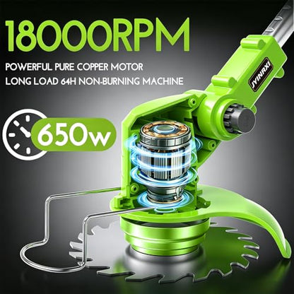 Electric Weed Wacker Cordless, with 2 Battery 26 Pcs Blades Charger - color: Green