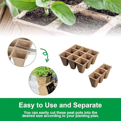 Seedling Starter Trays,Biodegradable Seed Starter Trays for Seedlings,Eco-Friendly Peat Pots(60 Cells - 5 Pack) - size: 5 Pack