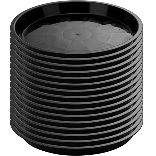 Honeydak 16 Pack 14.2 Inch Plant Saucer Plastic Plant Water Tray Plastic Saucers for Indoors Outdoors Round Pot Planter Heavy Duty Drip Trays for Garden Flower, Black - size: 14.2 Inches in Top Size