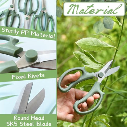 3 Pcs Green Garden Flower Scissors Shears,Premium Stainless Steel Floral Shears,Floral Scissors Pruning Shears for Flower Arrangement,Fruit Picking Trimming - style: Grey Green