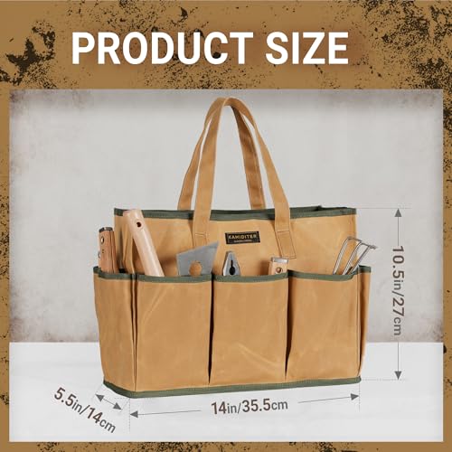 Heavy Duty 14 Inch Tool Bag Organizer with Durable Handle, Portable Canvas Toolbox, Multi-Pockets Canvas Bag Pottery Equipment Tote, Khaki - color: Khaki
