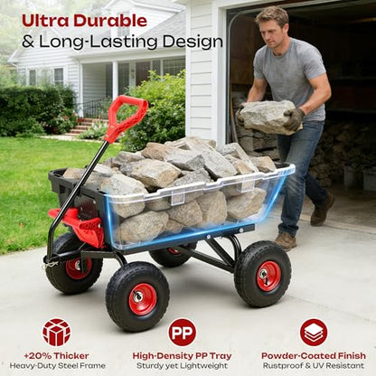 Garden Dump Cart 900Lbs, Heavy Duty Yard Wheelbarrows Wagon - color: Black