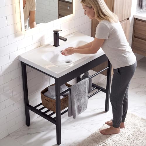 Freestanding Bathroom Console Sink, Bathroom Vanity with Sink, 28.3" x 19" x 32.3" Ceramic Console Sink Set With Bracket, Utility Sink for Laundry Room, Washing Room, Garage, Basement, Outdoor, Indoor - color: C_Console Sink