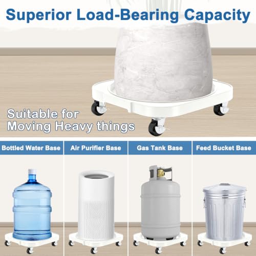2 Pack 11'' Heavy Duty Rolling Plant Caddy with Wheels, White - color: White