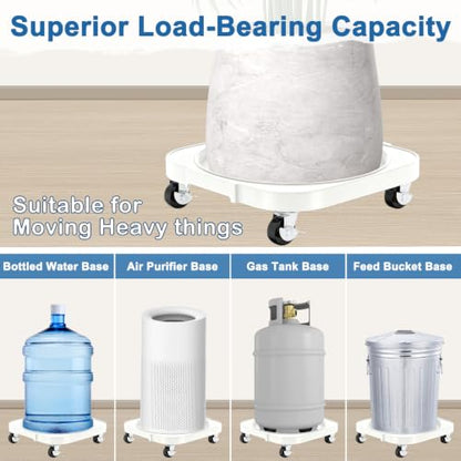 2 Pack 11'' Heavy Duty Rolling Plant Caddy with Wheels, White - color: White