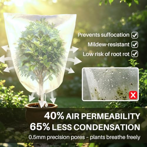 TOREAD 47“*71” Plant Frost Cover with Zipper and Drawstring, Non-Woven Freeze Protection, for Outdoor Plants, Breathable Winter Plant Cover for Shrubs, Potted Plants and Garden Plants 2PACK - size: 47" x 71"