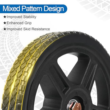10 Inch Lawn Mower Wheels Kits Universal 10" Push Mower Wheels with 1/2" Bearing, Bolts & Nuts, Plastic Replacement Tires for Most Standard Garden Tiller, Pressure Washer, Handtruck, 2 Pack - color: Black-2Pack, size: 10 inch