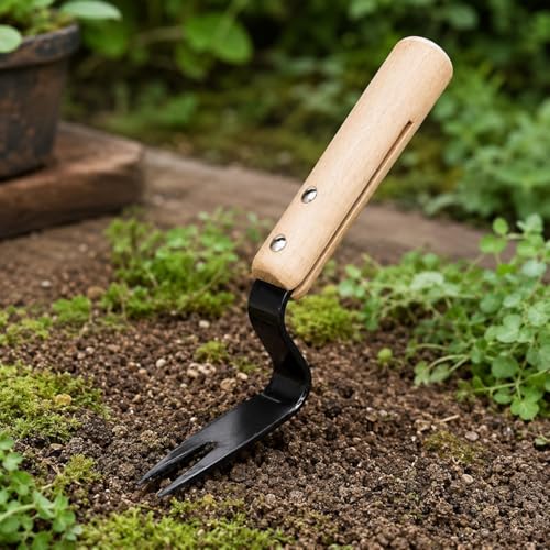 Garden Hand Weeder Tool 1pcs , Stainless Steel Weed Puller, Manual Weeding Removal Cutter Tool with Handle for Planting and Gardening - color: Black, size: F