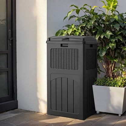 Devoko 33 Gallon Outdoor Trash Can, Hideaway Garbage Bins with Tiered Lid - color: Gray, size: 1 Pack