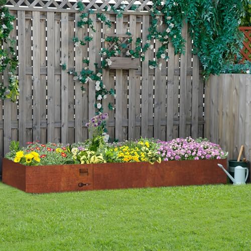 41" L × 9" H Corten Steel Landscape Edging, 6 Pack Garden Border - color: Rusted, size: 9.4 Inch
