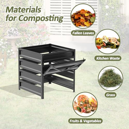 Compost Bin Outdoor -170 Gallon Metal Mesh Rust-Proof Coating Composter - size: 170 Gallon - 31.5(L)*31.5(W)*39.4(H)inch