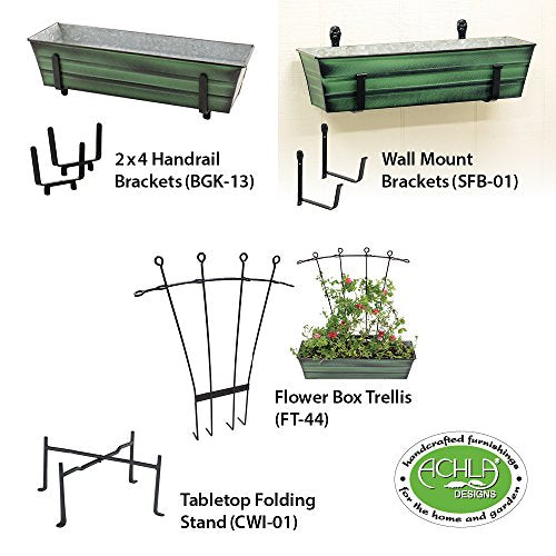 Achla Designs Galvanized Window Flower Box Planter-Green-Small (22" L x 6" W x 5" H) - color: Green, size: Small