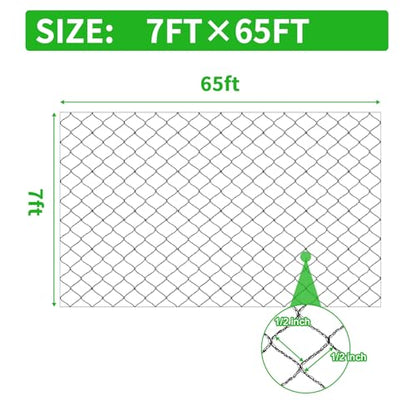 Deer Fence Netting 7.5x65 FT, Heavy Duty Bird Netting for Garden - size: 7.5x65FT-1/2inch