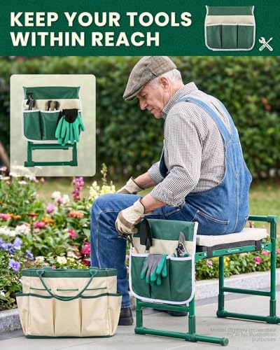 Saker 2026 Upgraded Garden Kneeler and Seat with 500LB Frame & Soft Pad - size: Basic version