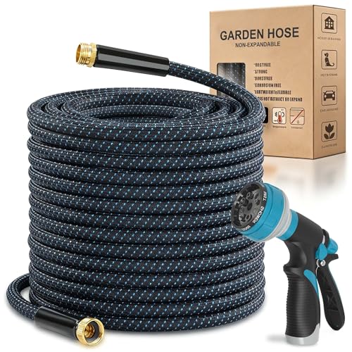 50ft Garden Hose, Flexible Water Hose with 10-Function Nozzle, Lightweight, Kink-Free, Wear-Resistant Outdoor Hose, 3/4" Rustproof Fittings for Yard, Car Wash, Pet - color: Blue, size: 50FT