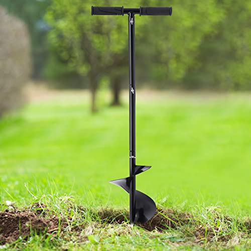 Manual Garden Hole Digging Drill Bit 7"x 33"Bit Hand Post Hole Digger with Non-Slip Handle Spiral Drill Planter for Flower, Tree, Seedlings, Deep Cultivating - style: 7"x 33"Bit