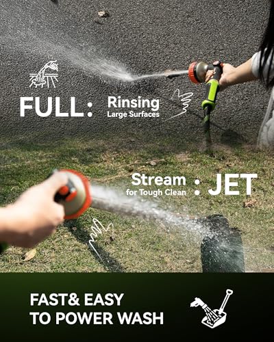 RAINPOINT Hose Sprayer Nozzle Heavy Duty - 8 Spray Patterns Garden Hose Nozzle with Adjustable Flow Control for Watering Plants, Washing Cars,Washing Pets, Thumb Control (Orange) - color: Orange