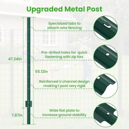 DoCred Welded Wire Fence 45.3inx 50ft, PVC Anti-Rust Coated Metal Wire Mesh - color: Green, size: 45.3Inch x 50FT