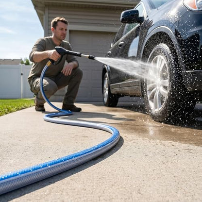 3 ft 3/4” Short Leader Garden Hose, Solution4Patio, Male to Female Fittings - color: Blue/White, size: 3/4 in. x 3 ft.