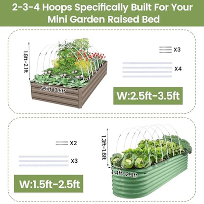 Greenhouse Hoops 120pcs, Sunwuk Garden Hoops for 1-3.5ft Wide Raised Bed, 30 Sets of 5.6ft Long Super Bendable Fiberglass Support Hoops Frame, Mini Greenhouse Flat for Row Cover (S Size) - style: 120pcs