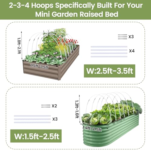 Greenhouse Hoops 36pcs, Sunwuk Garden Hoops for 1-3.5ft Wide Raised Bed, 9 Sets of 5.6ft Long Super Bendable Fiberglass Support Hoops Frame, Mini Greenhouse Strip for Row Cover (S Size) - style: 36pcs