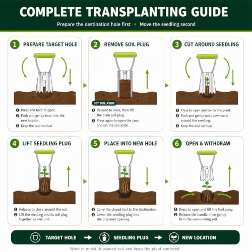 Bulb Planter Tool with Depth Marker, Heavy Duty Manual Garden Dibber - color: Dark green