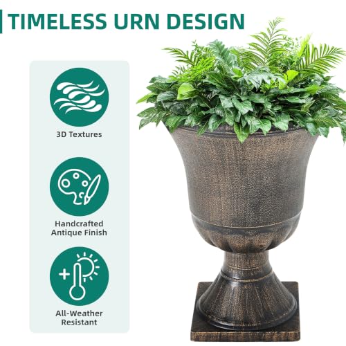 22" Tall Urn Planters Set of 2 Large Flower Pots, Antique Bronze - color: 22"-antique Bronze