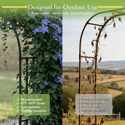 Square Tube Garden Arch Trellis for Climbing Plants 8.2ft Tall Metal Arbor - color: 59.1 inch Length - Black