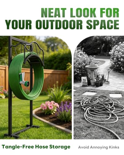 4-Spike Metal Waterproof Freestanding Garden Hose Holder for Outside