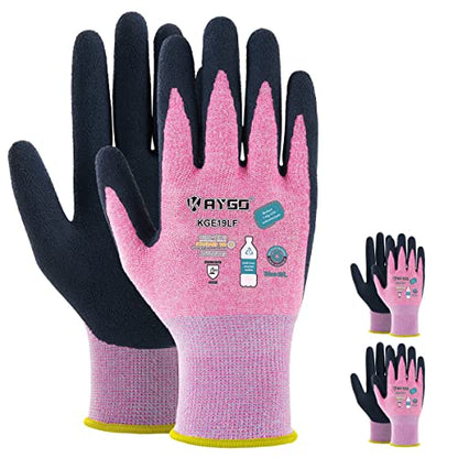 KAYGO Women's Work Gloves, Sandy Latex Grip, Breathable - color: Pink, size: Medium