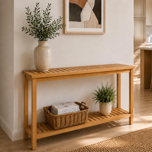 48" Narrow Outdoor Console Table, Sofa Buffet Serving Patio Table - color: Golden