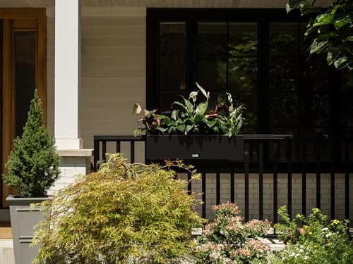 Veradek Block Series Railing Planter - Outdoor Window Box with Bracket - color: Black