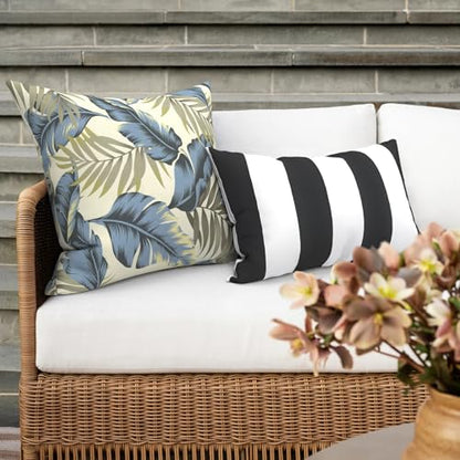 Outdoor 16x16 Inch Throw Pillow Covers Set of 2, Covers ONLY, All Weather Square Pillow Cases, Patio Cushion Pillow of Home Furniture Use, ‌Lush Palm Blue - color: ‌lush Palm Blue, size: 16" x 16" (Pack of 2)