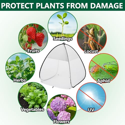 2Pcs Pop Up Garden Netting Bug and Shade Cover,Plant Sun Shade Netting Tent - color: White-28x28x30 Inch