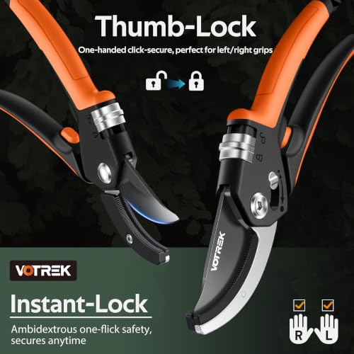 Anvil Pruning Shears, 3/4" Cut Capacity Garden Clippers Heavy Duty - color: Orange