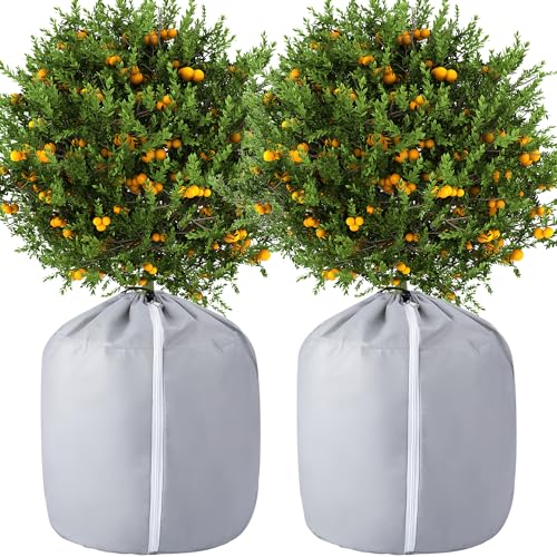 2 Pack Plant Winter Protection Pot, Anti-Frost Flower Pot Protective Bag - color: Grey-2 Pcs