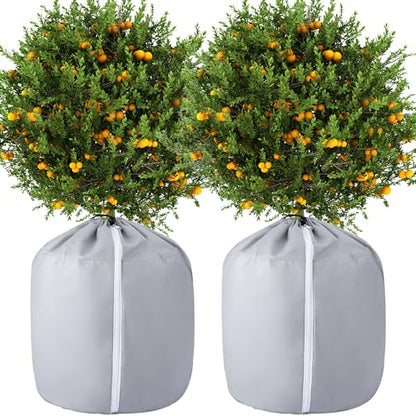 2 Pack Plant Winter Protection Pot, Anti-Frost Flower Pot Protective Bag - color: Grey-2 Pcs