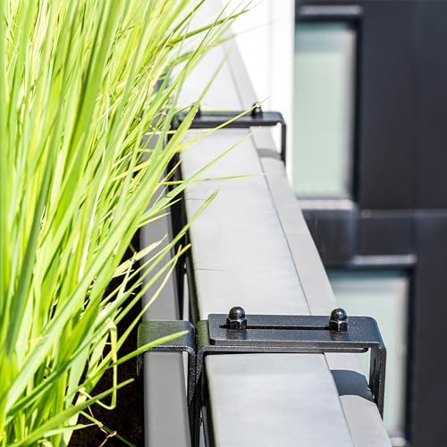 Veradek Block Series Railing Planter - Outdoor Window Box with Bracket - color: Gray