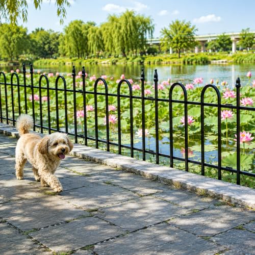 Metal Garden Fence Panels 18'' H x 22'' W, 7.3 Ft Total Length, Heavy Duty Rustproof No-Dig Decorative Fence to Protect Plants & Keep Dogs Out for Yard, Flower Beds & Pathways (4 Panels) - size: 19" H x 7.2ft (4 Panels)