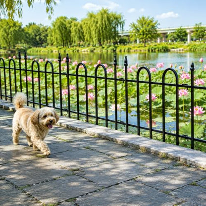 Metal Garden Fence Panels 18'' H x 22'' W, 7.3 Ft Total Length, Heavy Duty Rustproof No-Dig Decorative Fence to Protect Plants & Keep Dogs Out for Yard, Flower Beds & Pathways (4 Panels) - size: 19" H x 7.2ft (4 Panels)