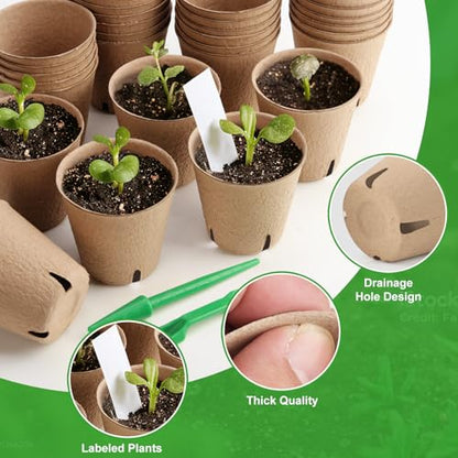 130 Pcs 3.15 Inch Peat Pots,Seed Starting Pots with Drainage Holes Round