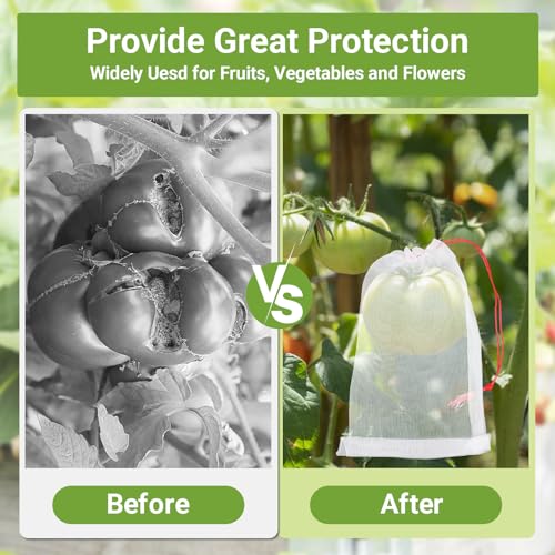 Fruit Cover Bags Against Birds, 25pcs 4x6 in Mesh Fruit Protection Bags with String, Netting for Fruit Trees Vegetables Flowers Protection Away from Bugs Birds - size: 4"x6"/Pack of 25