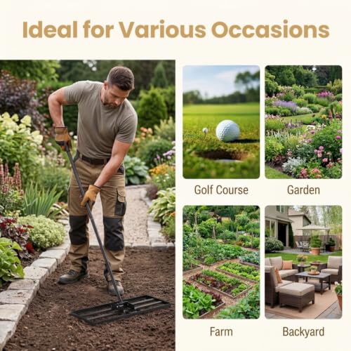 COSTWAY 30x10 Inch Lawn Leveling Rake (Black, 30"x10") - color: Black